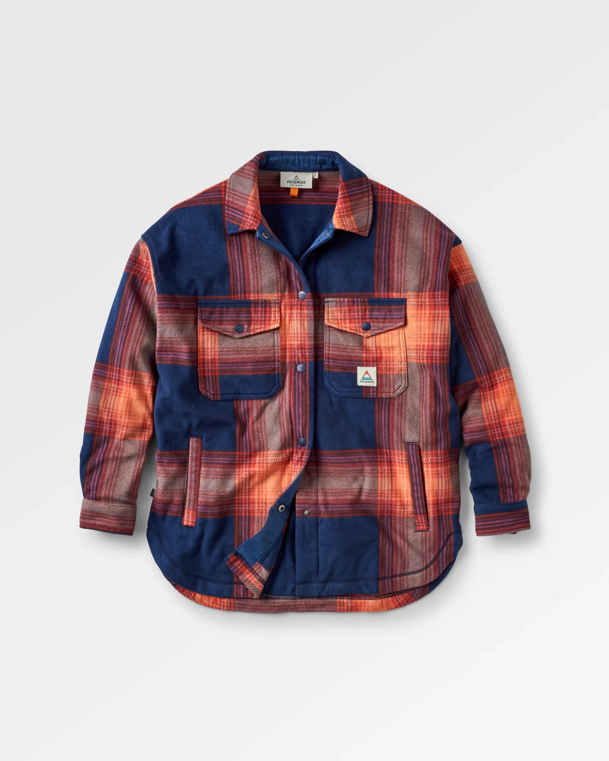 East Polar Fleece Shirt - Rich Navy/ Red Ochre Check - Image 2